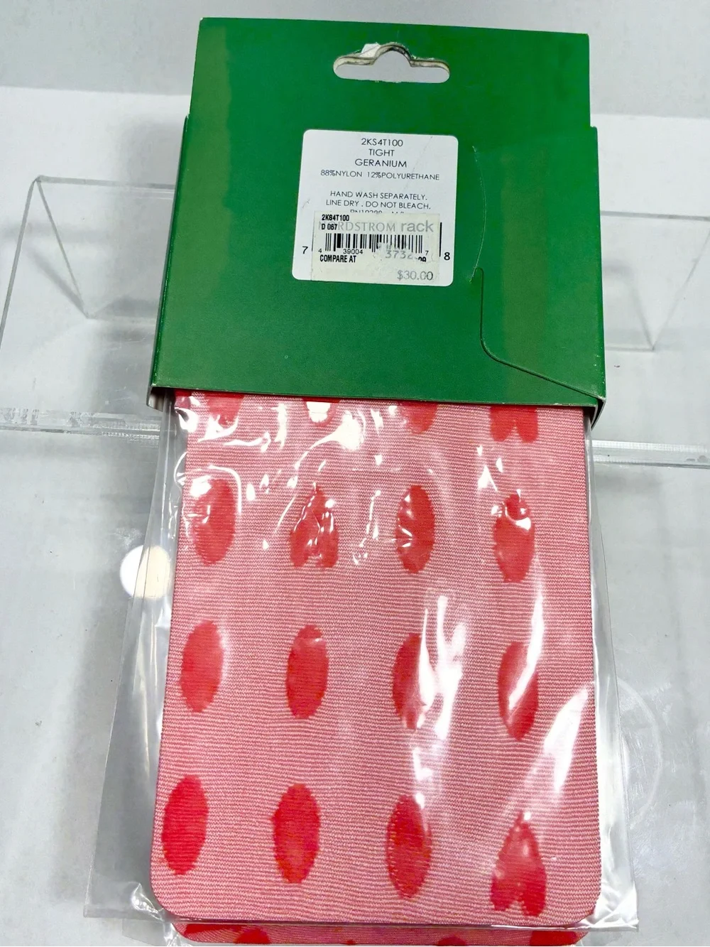 NWT Kate Spade Geranium Coral Heart Polka Dot Tights Size M/L